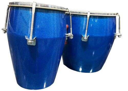 Bongo Mango wood made two set bongo with mettalic blue colour finishing