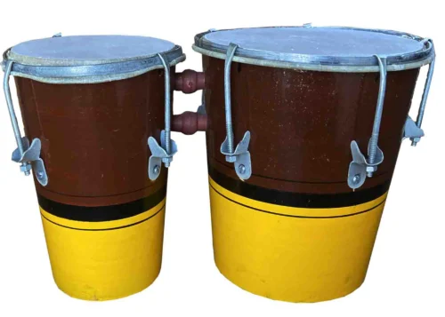 Bongo Two Drum set made by Mango wood and tune by nat & bold Goat skin fit on Bongo head
