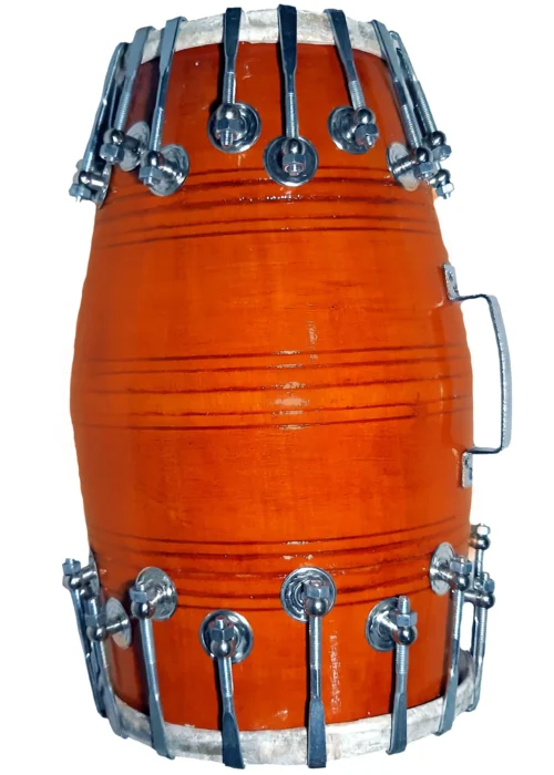 Ram musical Orang polish on the Dholak Mando wood shell Dholak with Alternate size Nut Bolt tunning system