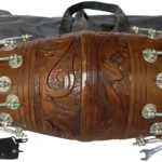 Ram musical Carving Design on the Dholak shell  Brown polish and Alternate size nut Bolt tunning system