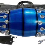 Professional Blue Colour Dholak in Mango wood shell with Alternate size Nut & Bolt Tunning system