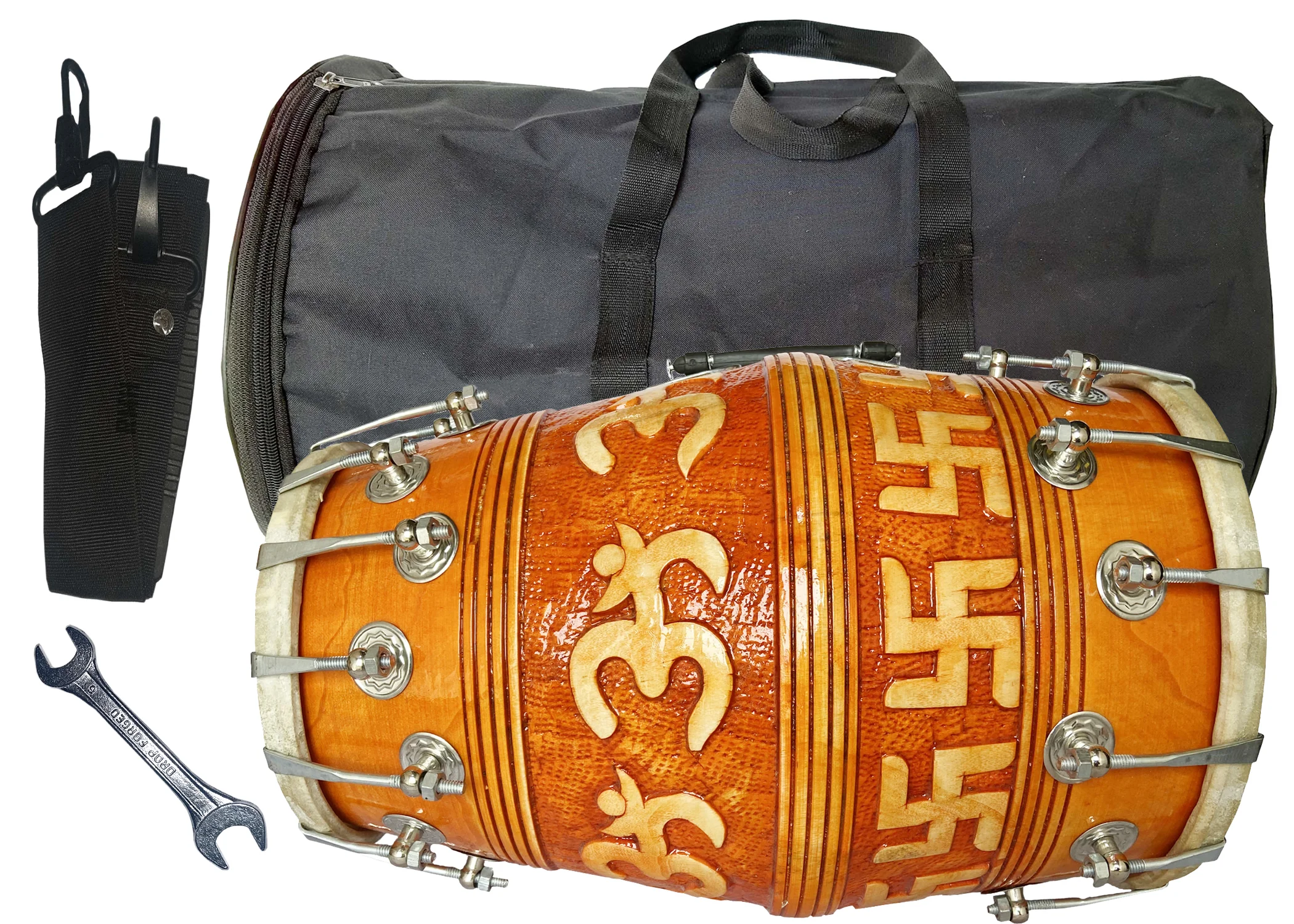 Om-carving-36-nut-Dholak-kit-3 Om-carving-36-nut-Dholak-kit-3