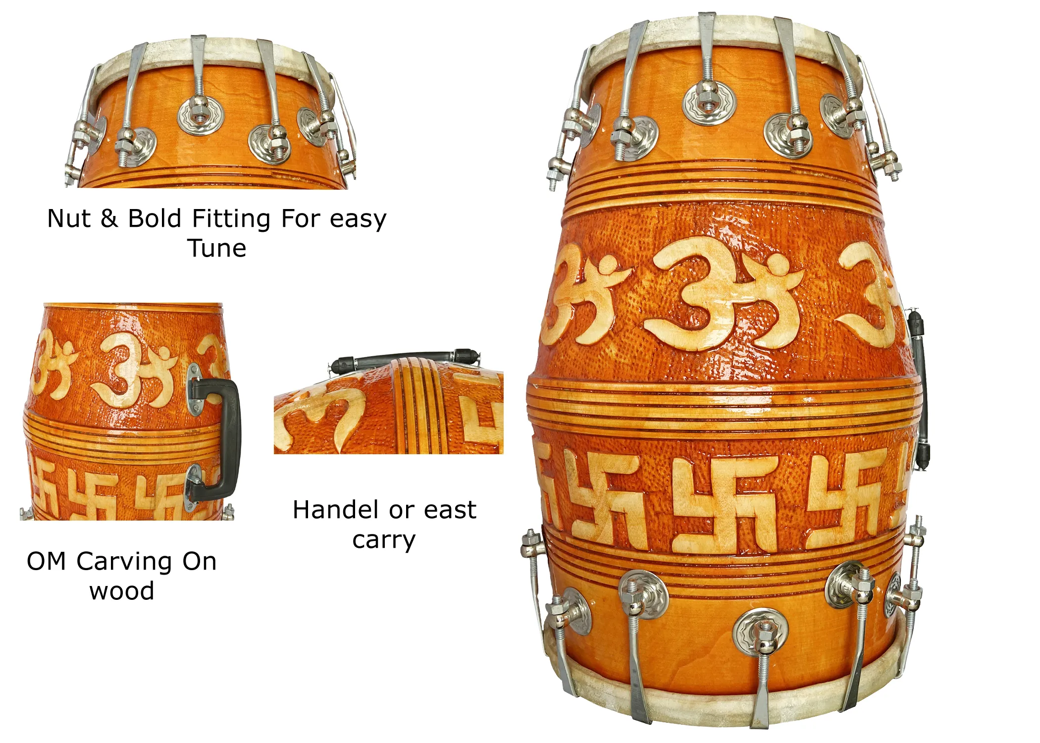 Om-carving-36-nut-Dholak Om-carving-36-nut-Dholak