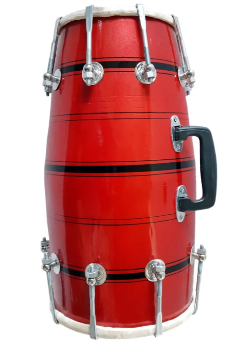 Ram Musical Mango wood shell Dholak with Red paint Finish Nut & bolt Tunning System