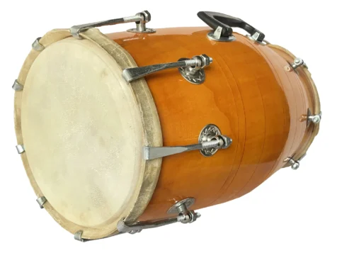 RAM musical Yellow Polish Mango wood shell dholak with Nut & bolt Tunning System