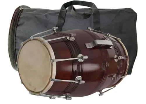 Professional Brown polish Dholak in Mango wood shell with Nut & Bolt Tunning system